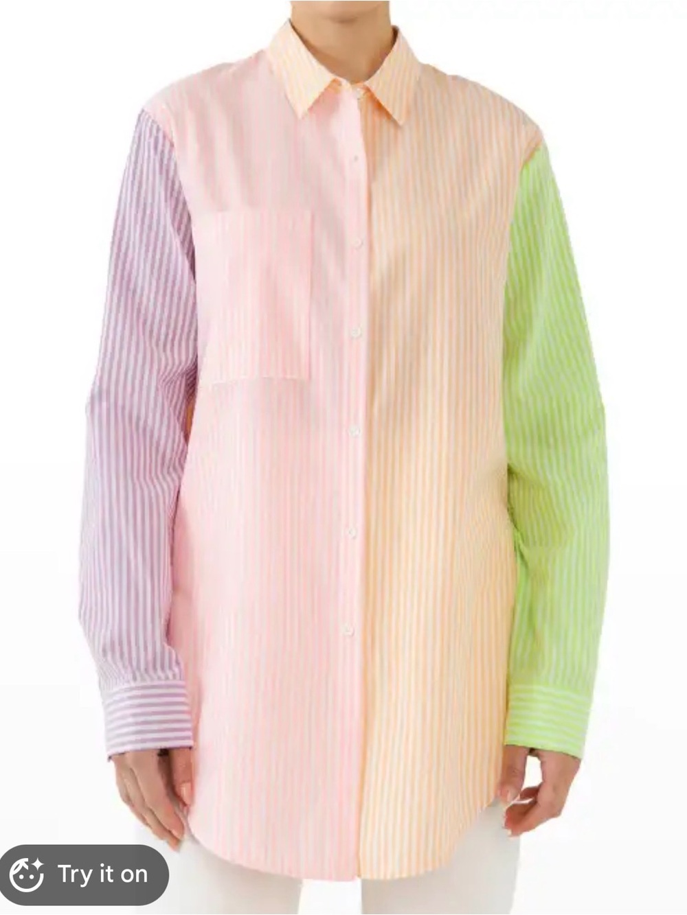 Pastel Multicolor Striped Button-Up Shirt Cover Up